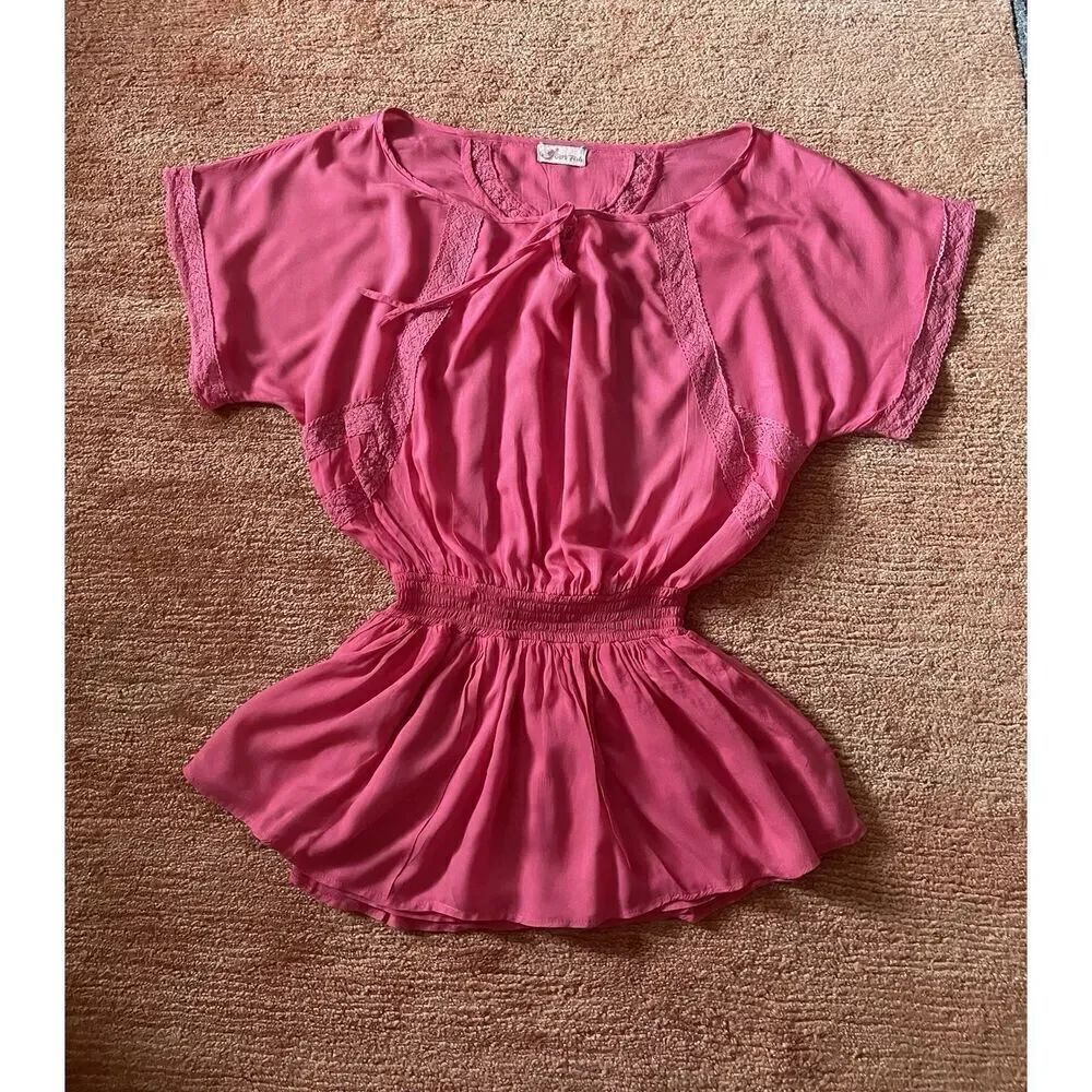 Pink  Women’s Boho Peasant Tunic Or Mini Dress Handmade in Indonesia Oversize